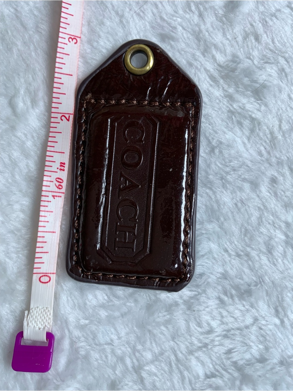Brown Patent Leather Key Tag